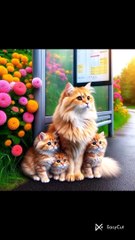 Cute cat and kittens met an accident