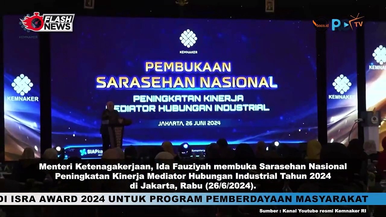 Menaker Ida Fauziyah Buka Sarasehan Nasional Peningkatan Kinerja Mediator Hubungan Industrial 2024