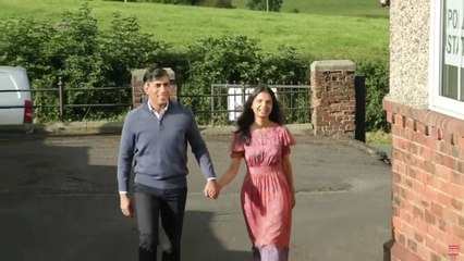Rishi Sunak heads to the polling station with his wife