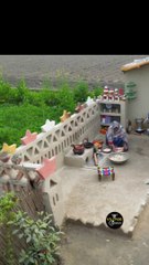 beautiful mud kitchen in green fields  women cooking roti #villagelife #village
