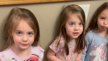 Triplets try to spell KFC for candy in a fun challenge