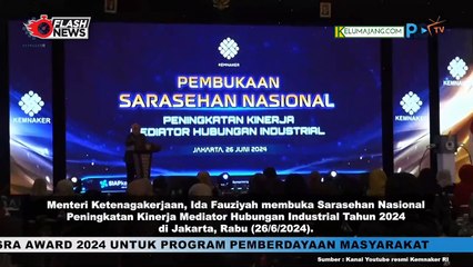 MENAKER Ida Fauziah Buka Acara Sarasehan Peningkatan Kinerja Mediator Hubungan  Industrial 2024