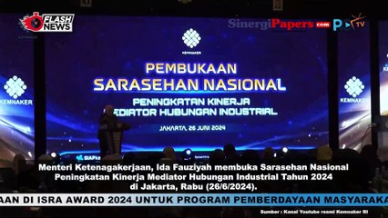 Menaker Ida Fauziyah Buka Acara Sarasehan Nasional Peningkatan Kinerja Mediator Hubungan Industrial 2024