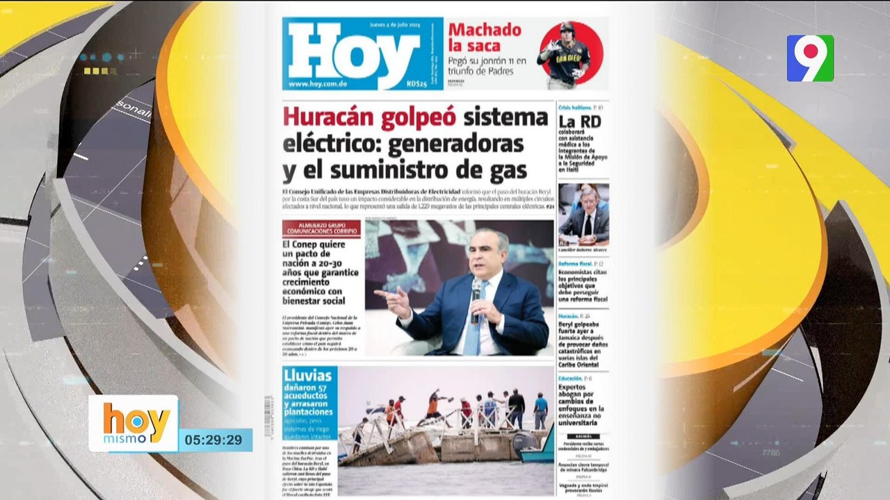 Titulares de prensa dominicana jueves 04 de julio2024 | Hoy Mismo
