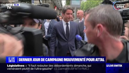 Législatives: Gabriel Attal hué par des militants LR lors d'un déplacement à Paris