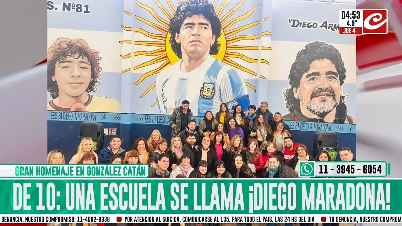 Homenaje en González Catán: ¿a qué colegio vas? ... ¡al Maradona!
