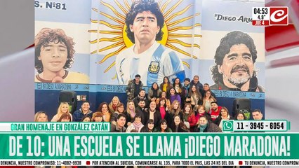 Homenaje en González Catán: ¿a qué colegio vas? ... ¡al Maradona!