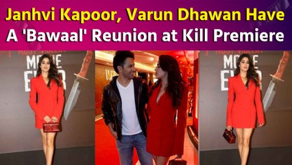 Janhvi Kapoor looks Sensual in Red, poses with Varun Dhawan