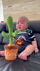 Cute Babies Playing with Dancing Cactus