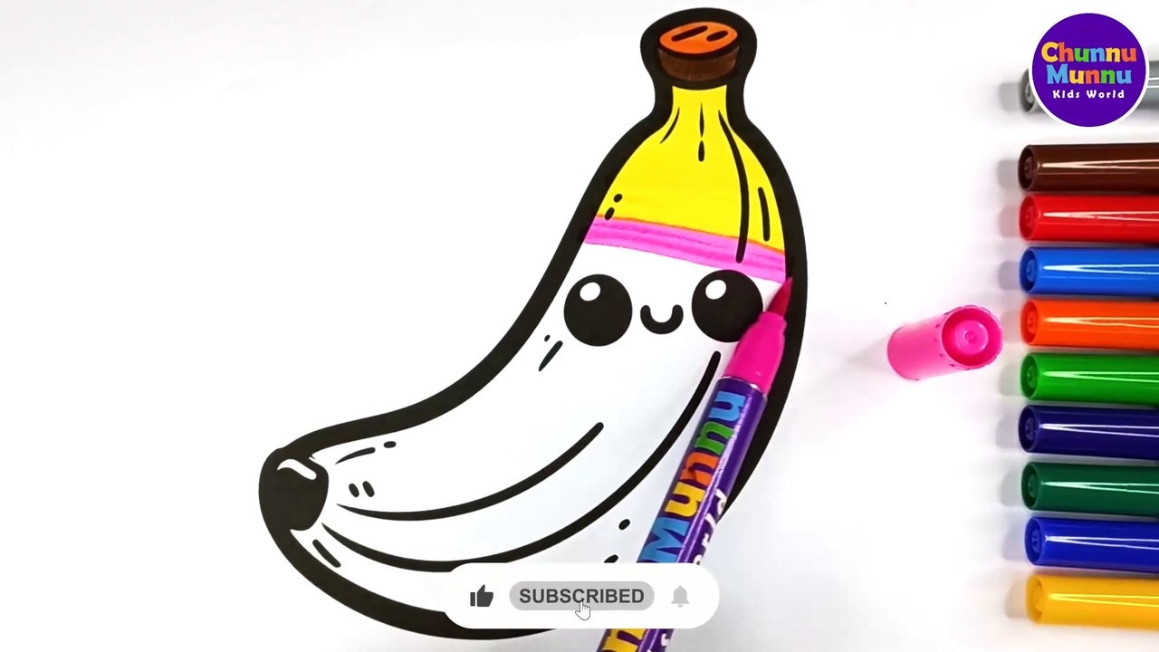 Cute Banana Painting & Coloring Page Marker Pen for Kids & Toddlers | Chunnu Munnu Kids World