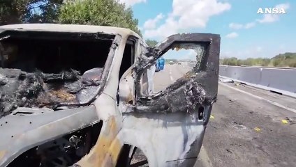 Download Video: Assalto a un portavalori nel Brindisino, spari e auto in fiamme