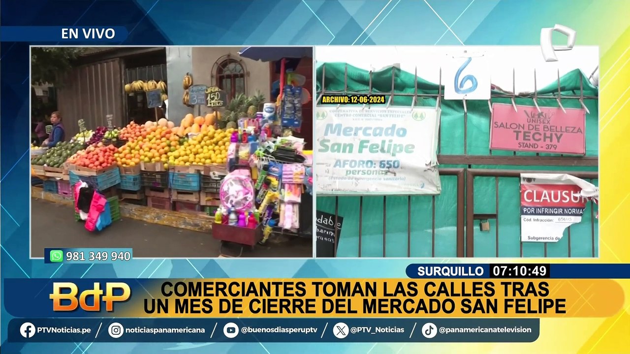 Comerciantes toman las calles de Surquillo tras un mes de cierre del mercado San Felipe: "Tenemos que trabajar"