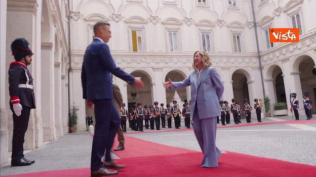 Meloni accoglie il Presidente della Repubblica di Finlandia Stubb, incontro a Palazzo Chigi