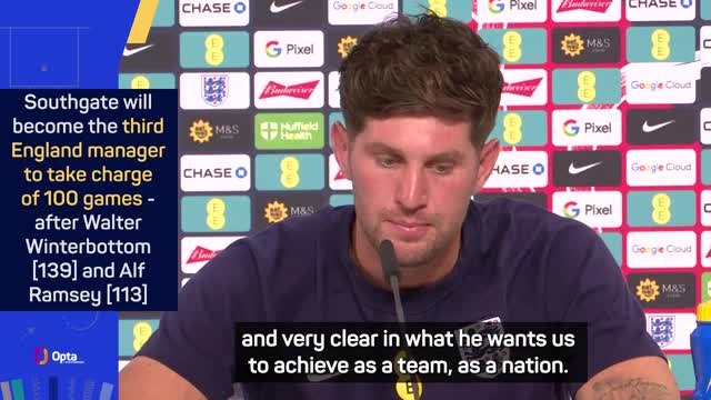 Stones pays tribute to Southgate ahead of 100th game