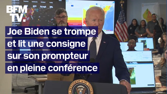 Joe Biden se trompe et lit une consigne sur son prompteur lors d'une conférence sur le réchauffement climatique