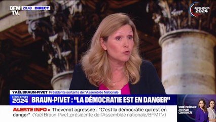 Yaël Braun-Pivet, présidente sortante de l'Assemblée nationale: "Je ne crois pas à un mode de société complètement binaire soit à droite, soit à gauche. Je crois au rassemblement, au pluralisme politique"