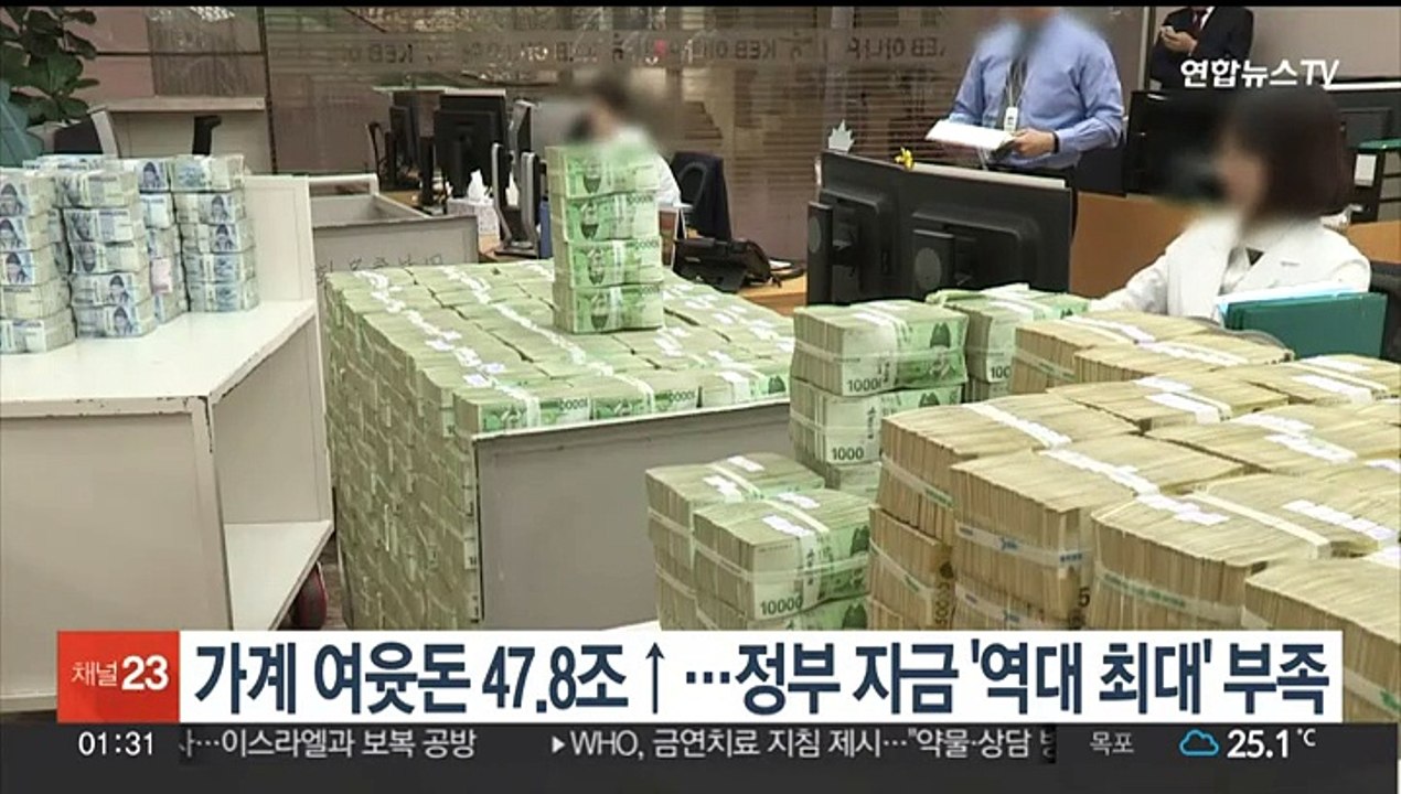 가계 여윳돈 47.8조↑…정부 자금 '역대 최대' 부족