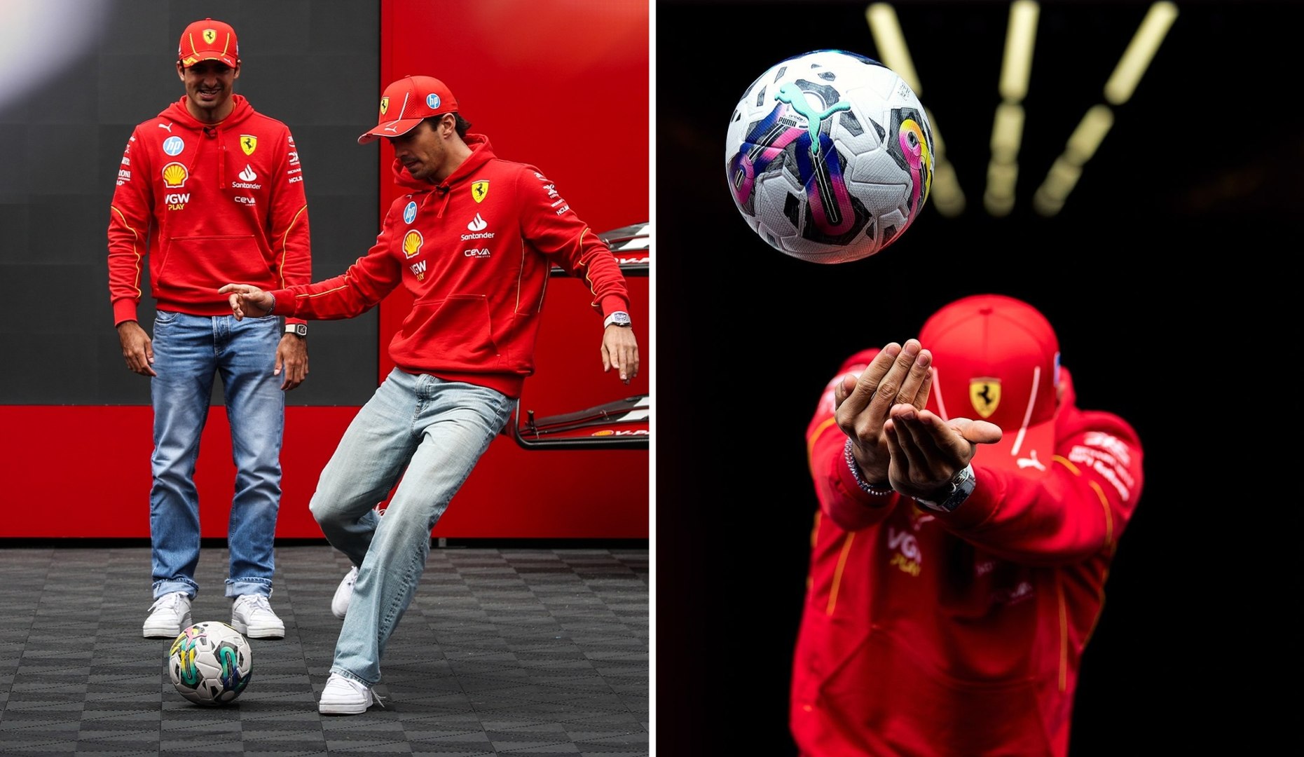 Pilotos de Ferrari demuestran sus habilidades en tanda de penales; Espaa vs Francia? 