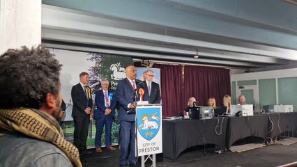 Labour MP Sir Mark Hendrick speaks after landslide victory in Preston