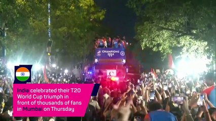 India celebrate T20 triumph with bus parade in front of thousands of fans in Mumbai