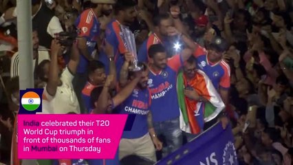 India celebrate T20 triumph with bus parade in front of thousands of fans in Mumbai