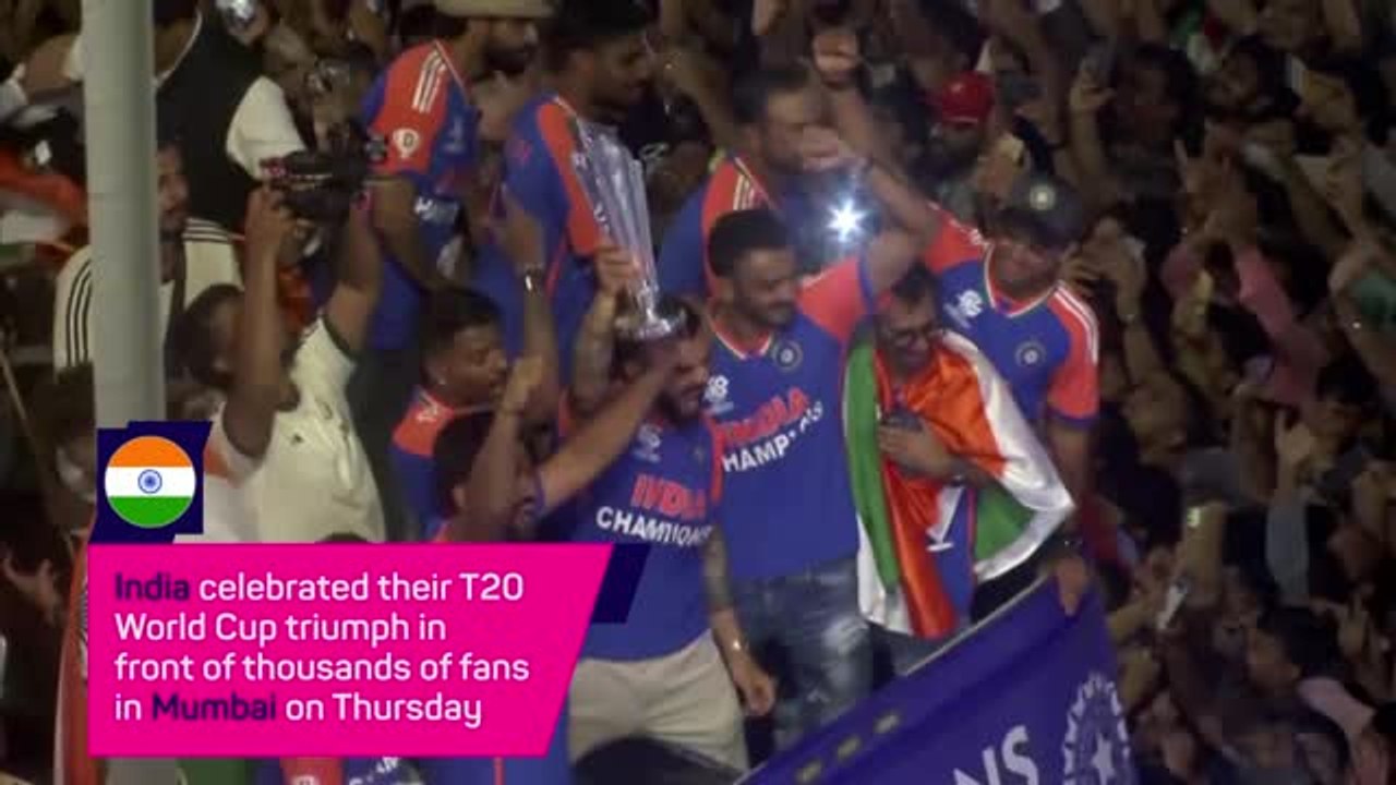 India celebrate T20 triumph with bus parade in front of thousands of fans in Mumbai