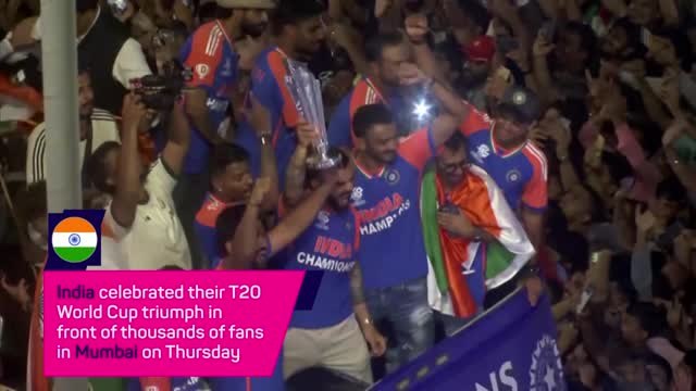 India celebrate T20 triumph with bus parade in front of thousands of fans in Mumbai