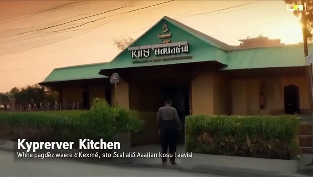 Exterior Shot_____The sun sets behind the restaurant,