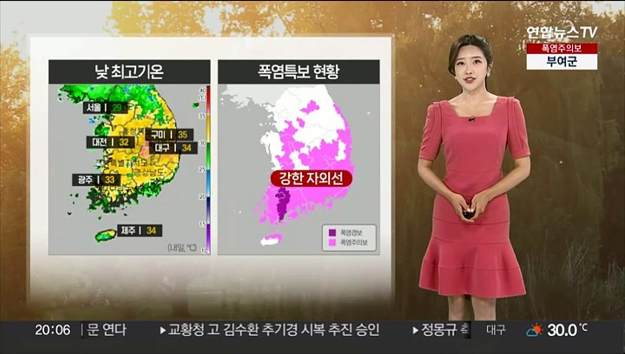 [날씨] 전국 곳곳 폭염특보 확대…토 중부, 일 충청 이남 비