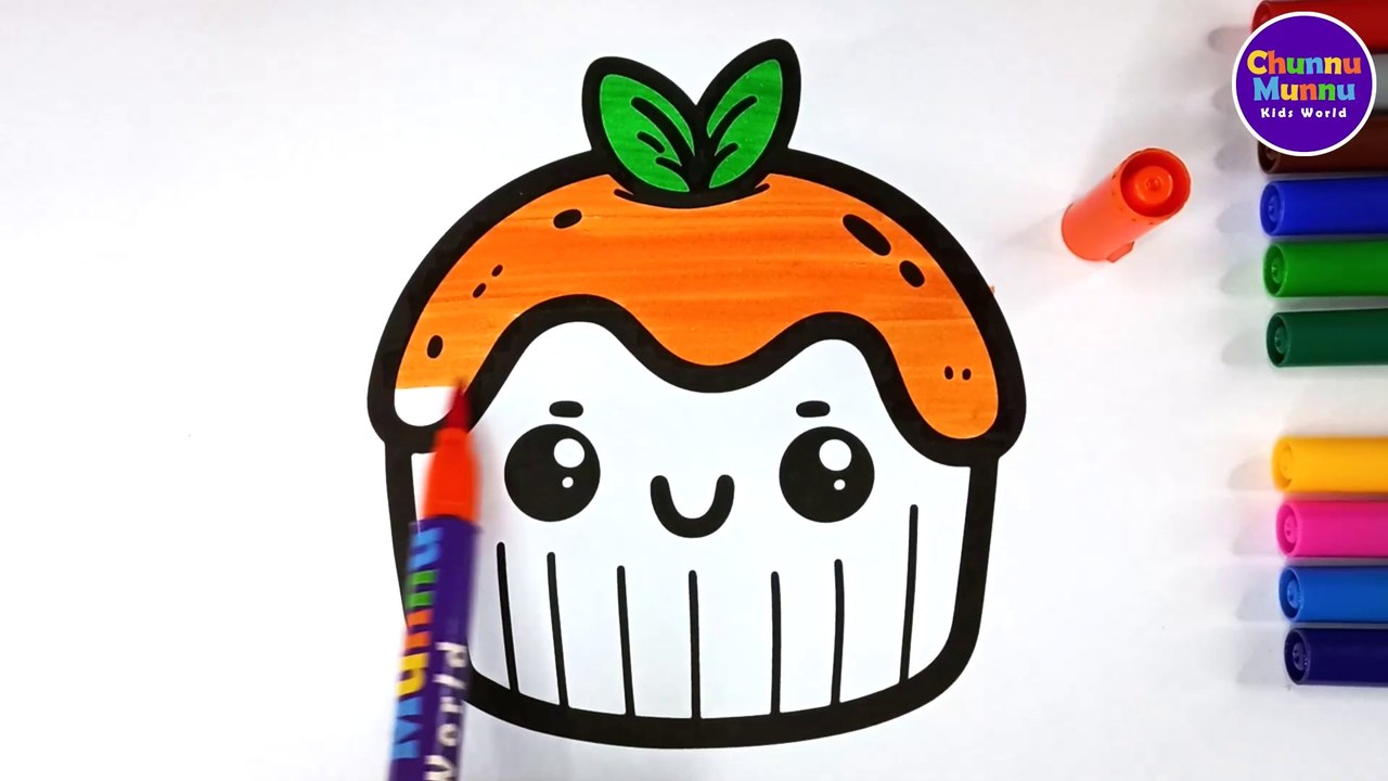 Cup Cake Painting & Coloring Page Marker Pen for Kids & Toddlers | Chunnu Munnu Kids World