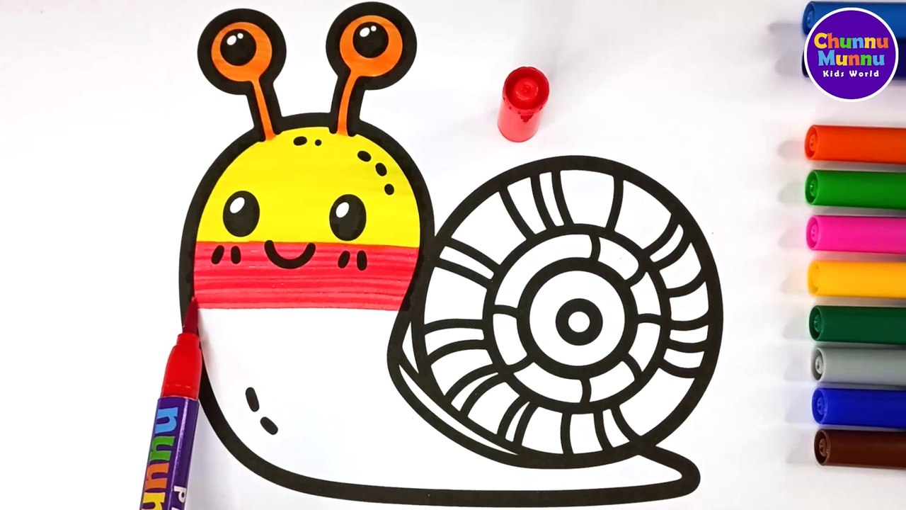 Snail Painting & Coloring Page Marker Pen for Kids & Toddlers | Chunnu Munnu Kids World