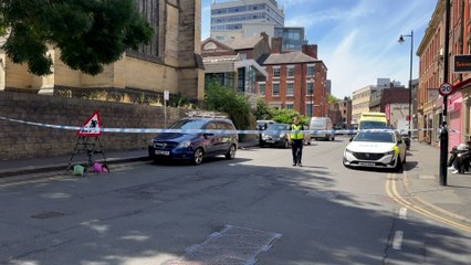 Crime scene on Campo Lane in Sheffield city centre
