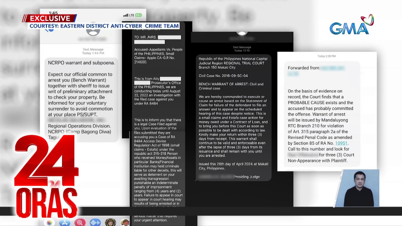 PNP, nagbabala laban sa kumakalat na arrest warrant text scams | 24 Oras