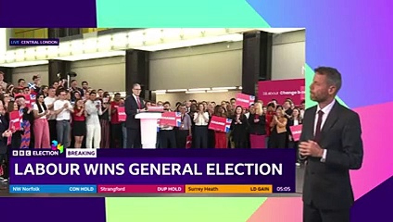 Keir Starmer reacts after Labour wins UK General Election - BBC