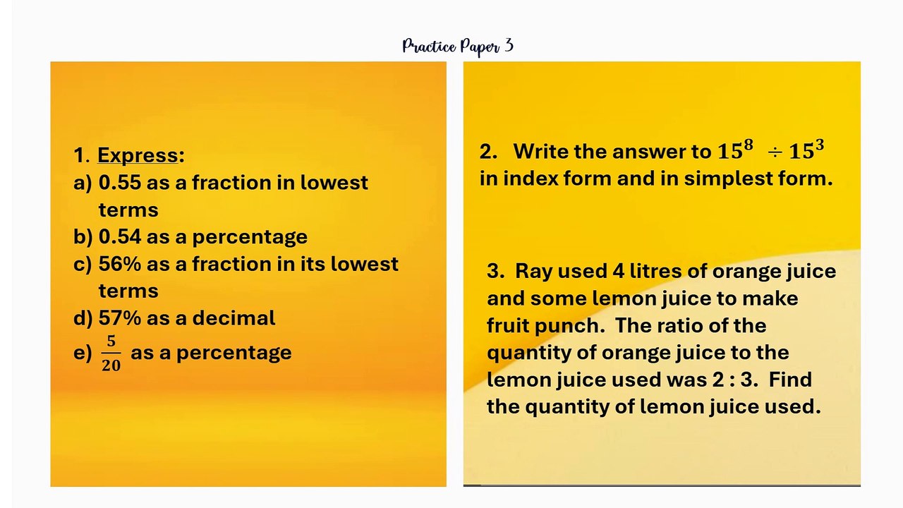 Math Essesntials Practice paper 3