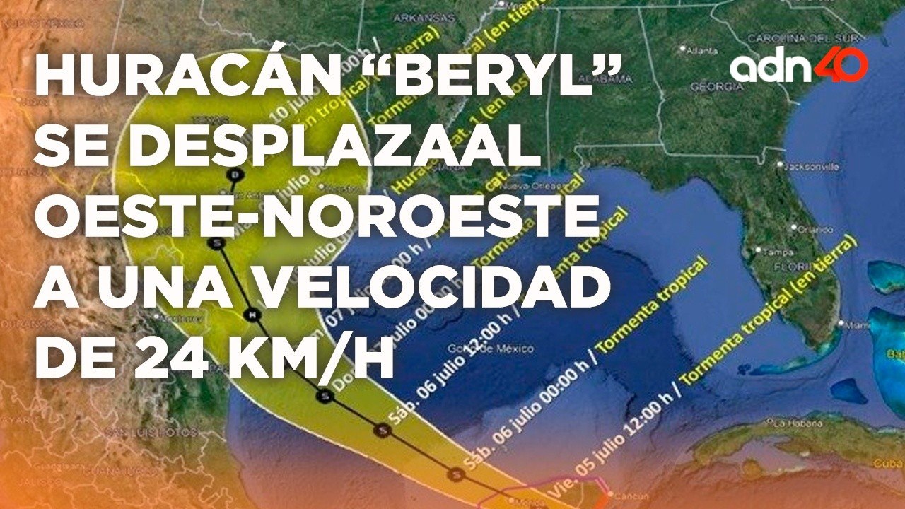 Servicio Meteorológico informó que el huracán "Beryl" tocó tierra en Tulum como categoría 2