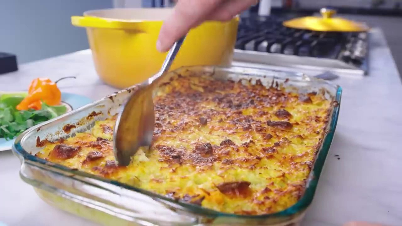 British bubble & squeak with spicy Latin beans