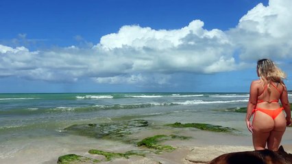Brazilian Girl - Relaxing on Carneiros beach in Pernambuco Brazil