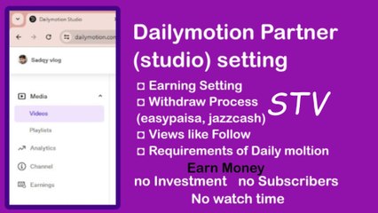 dailymotion Studio (partner program, media, analytics, earning)
