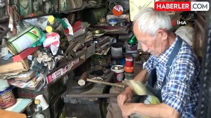 84 yaşındaki usta 65 yıldır tenekecilik yapıyor