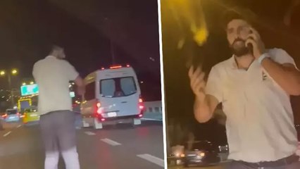 Tartıştığı sürücünün önünü kesti, kaputa yatarak gitmesini engelledi!