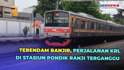 Jalur Rel Terendam Banjir Perjalanan KRL di Stasiun Pondok Ranji Terganggu