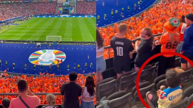 Pequeño aficionado americanista espectando el partido de Países Bajos-Turquía de la Eurocopa 2024