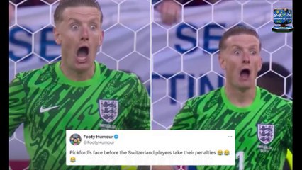 England fans hail Jordan Pickford's 's***housery masterclass' as he is spotted pulling faces to distract Switzerland's penalty takers during shoot-out victory