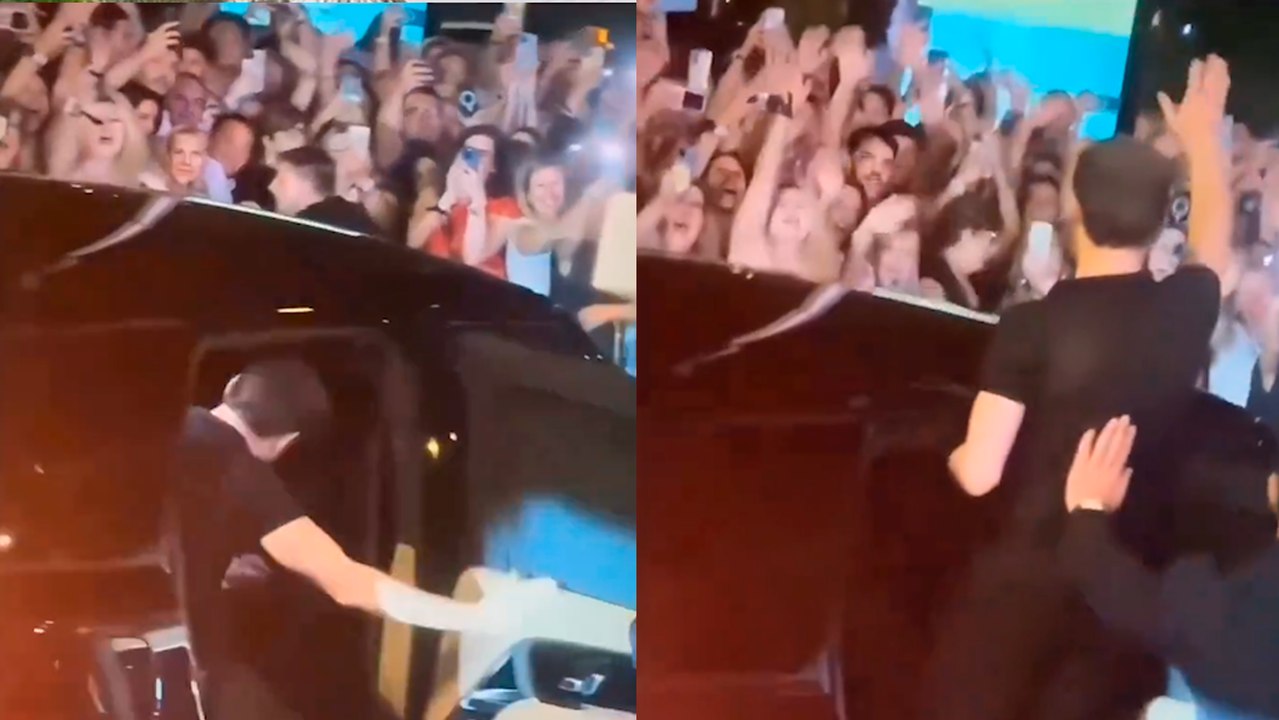 España: Luis Miguel saludando a las afueras del Estadio Bernabéu