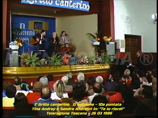 I'Grillo canterino. di Gianfranco D'Onofrio. Tina Andrey in  Te lo riordi. Teleregione. 26 03 1986