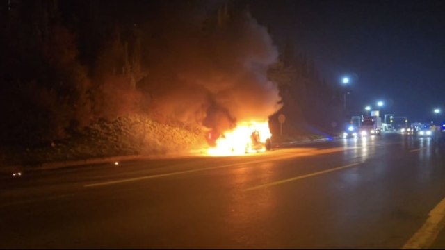 TEM Otoyolu'nda cip alev alev yandı