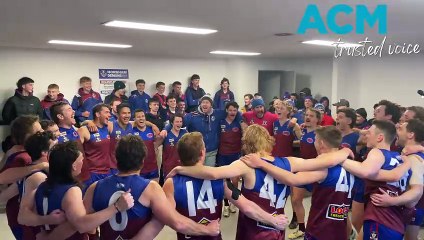 Horsham Demons sing their club song on Sunday, July 7.