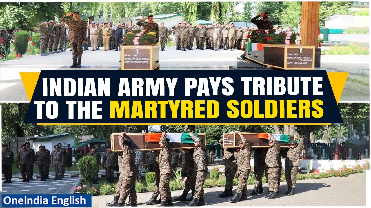 J&K Kulgam Encounter: Indian Army Pays Respects to Two Soldiers Who Died in Twin Encounter | Video