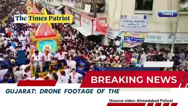 Gujarat: Drone footage of the Jagannath Rath Yatra in Ahmedabad. (Source: Ahmedabad Police) #JagannathRathYatra #Ahmedabad
